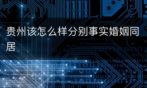 贵州该怎么样分别事实婚姻同居