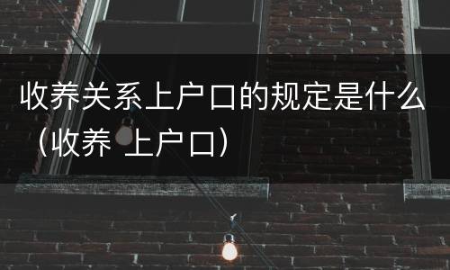 收养关系上户口的规定是什么（收养 上户口）