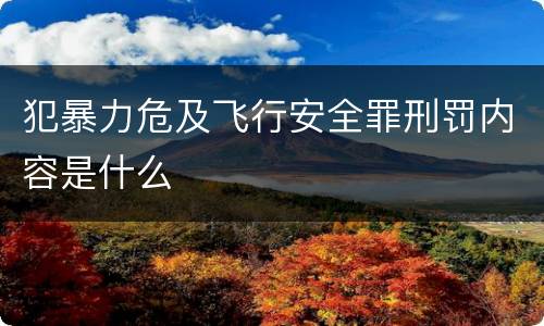 犯暴力危及飞行安全罪刑罚内容是什么