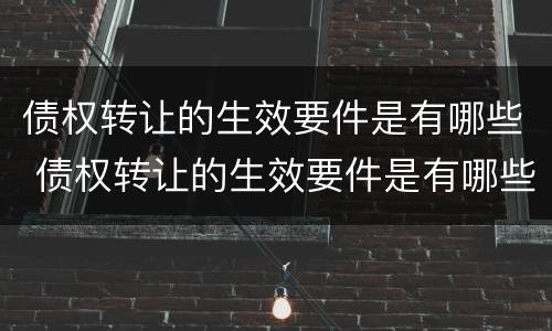 债权转让的生效要件是有哪些 债权转让的生效要件是有哪些呢