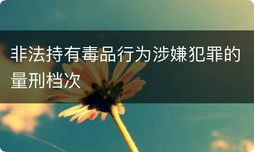 非法持有毒品行为涉嫌犯罪的量刑档次