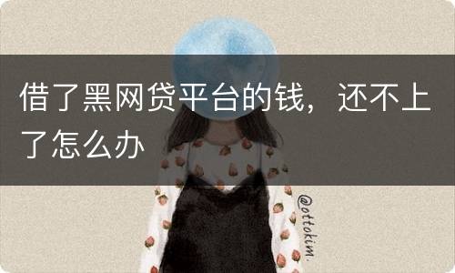 借了黑网贷平台的钱，还不上了怎么办
