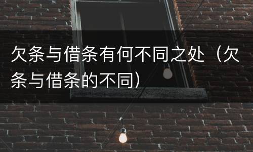 欠条与借条有何不同之处（欠条与借条的不同）