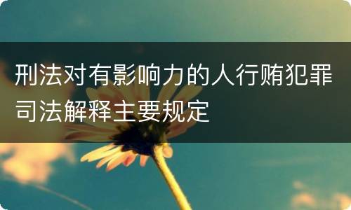 刑法对有影响力的人行贿犯罪司法解释主要规定