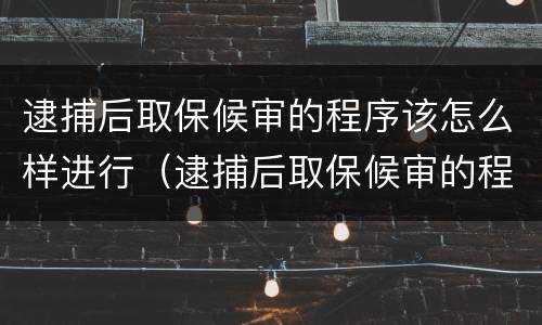 逮捕后取保候审的程序该怎么样进行（逮捕后取保候审的程序该怎么样进行判决）