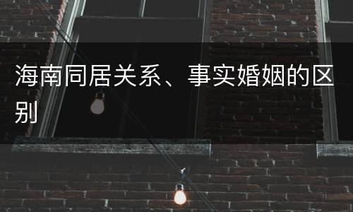 海南同居关系、事实婚姻的区别