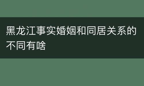 黑龙江事实婚姻和同居关系的不同有啥