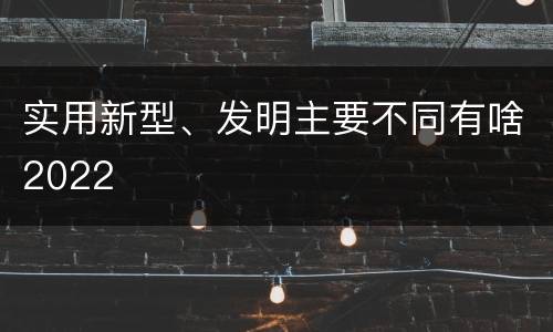 实用新型、发明主要不同有啥2022