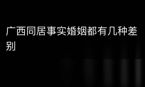 广西同居事实婚姻都有几种差别