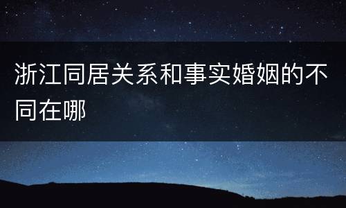 浙江同居关系和事实婚姻的不同在哪