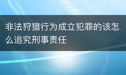非法狩猎行为成立犯罪的该怎么追究刑事责任