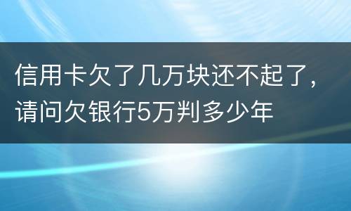 信用卡欠了几万块还不起了，请问欠银行5万判多少年