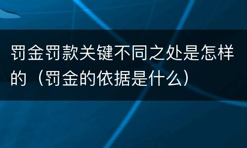 罚金罚款关键不同之处是怎样的（罚金的依据是什么）
