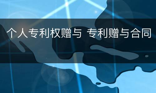 个人专利权赠与 专利赠与合同