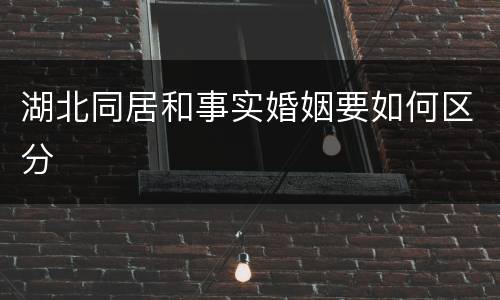 湖北同居和事实婚姻要如何区分