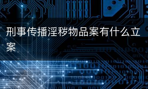 刑事传播淫秽物品案有什么立案