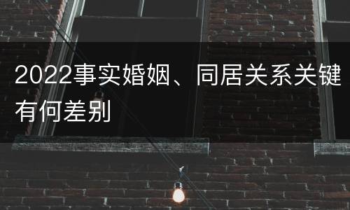 2022事实婚姻、同居关系关键有何差别