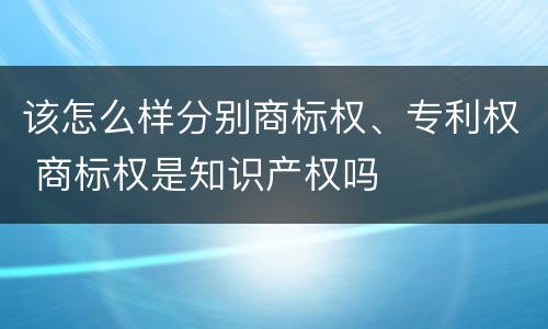 该怎么样分别商标权、专利权 商标权是知识产权吗