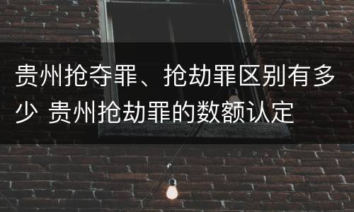 贵州抢夺罪、抢劫罪区别有多少 贵州抢劫罪的数额认定
