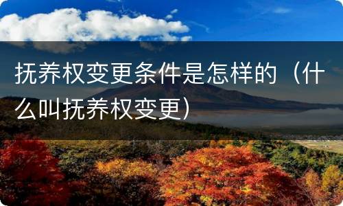 抚养权变更条件是怎样的（什么叫抚养权变更）