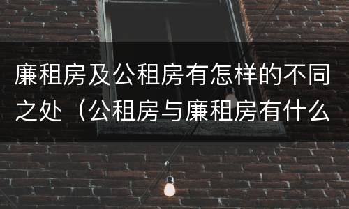 廉租房及公租房有怎样的不同之处（公租房与廉租房有什么不同）