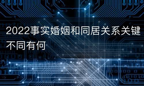 2022事实婚姻和同居关系关键不同有何