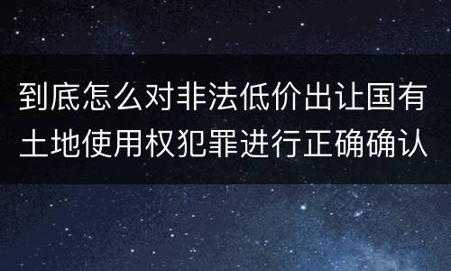 到底怎么对非法低价出让国有土地使用权犯罪进行正确确认