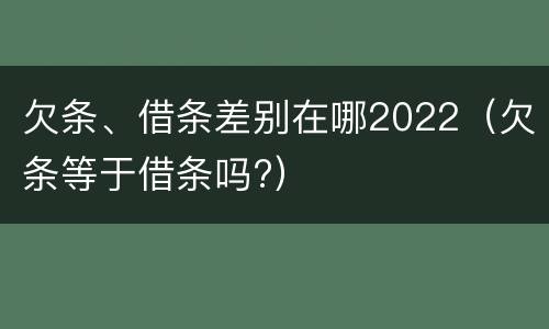欠条、借条差别在哪2022（欠条等于借条吗?）