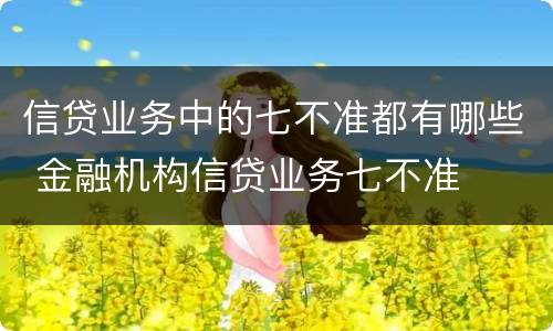 信贷业务中的七不准都有哪些 金融机构信贷业务七不准