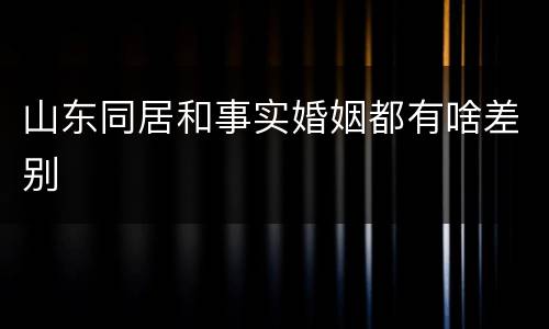 山东同居和事实婚姻都有啥差别