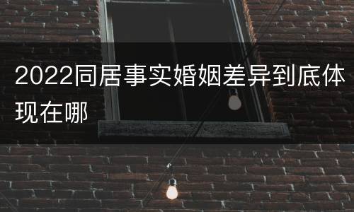 2022同居事实婚姻差异到底体现在哪