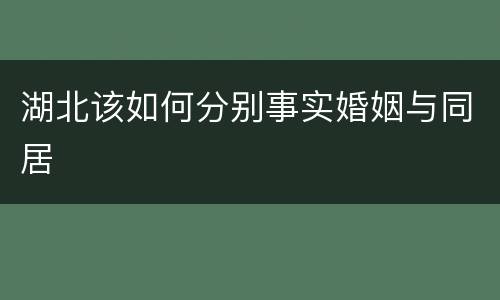 湖北该如何分别事实婚姻与同居