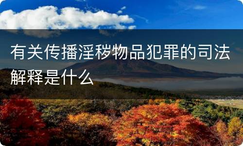 有关传播淫秽物品犯罪的司法解释是什么