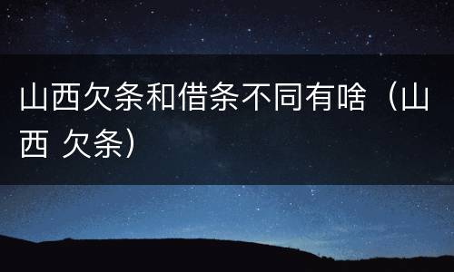 山西欠条和借条不同有啥（山西 欠条）