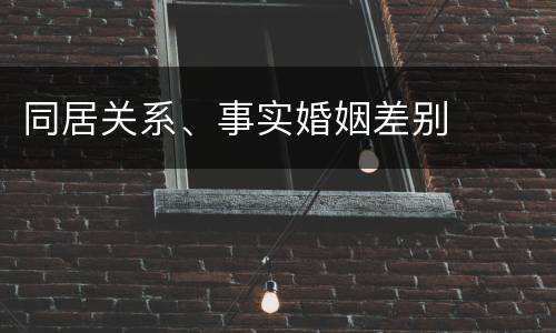 同居关系、事实婚姻差别