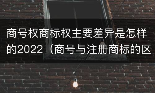 商号权商标权主要差异是怎样的2022（商号与注册商标的区别）