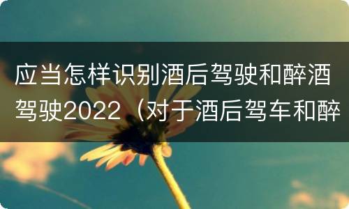 应当怎样识别酒后驾驶和醉酒驾驶2022（对于酒后驾车和醉酒驾车的界定）