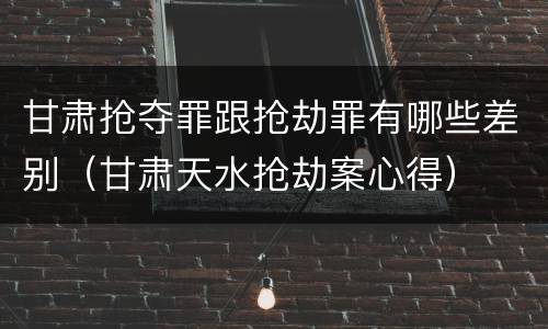 甘肃抢夺罪跟抢劫罪有哪些差别（甘肃天水抢劫案心得）