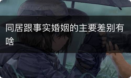 同居跟事实婚姻的主要差别有啥