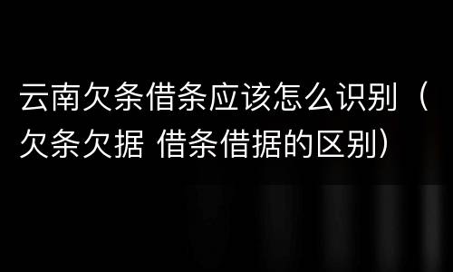 云南欠条借条应该怎么识别（欠条欠据 借条借据的区别）