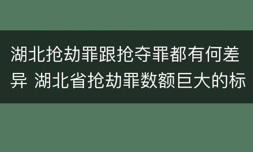 湖北抢劫罪跟抢夺罪都有何差异 湖北省抢劫罪数额巨大的标准