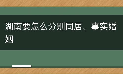 湖南要怎么分别同居、事实婚姻