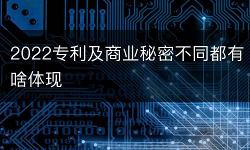 2022专利及商业秘密不同都有啥体现