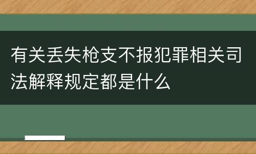 有关丢失枪支不报犯罪相关司法解释规定都是什么