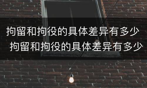 拘留和拘役的具体差异有多少 拘留和拘役的具体差异有多少种
