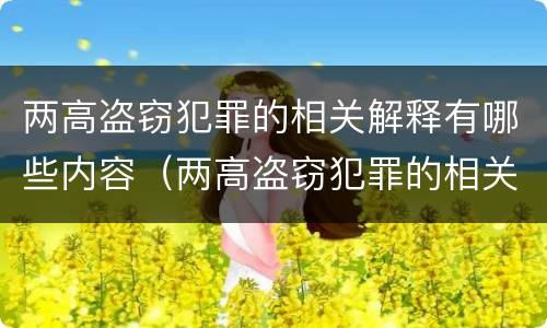 两高盗窃犯罪的相关解释有哪些内容（两高盗窃犯罪的相关解释有哪些内容呢）