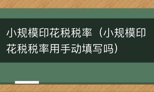 小规模印花税税率（小规模印花税税率用手动填写吗）