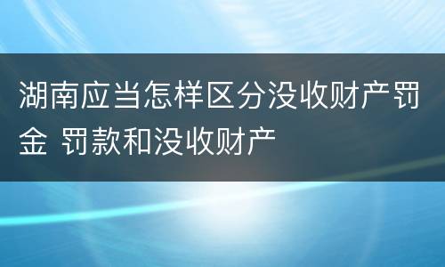 湖南应当怎样区分没收财产罚金 罚款和没收财产