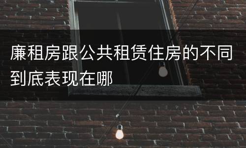 廉租房跟公共租赁住房的不同到底表现在哪