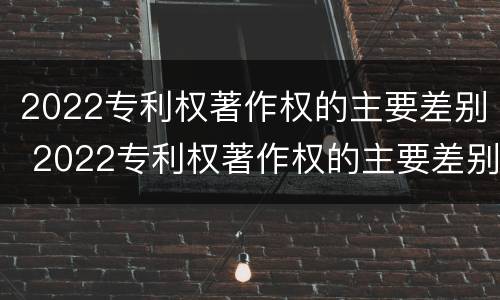 2022专利权著作权的主要差别 2022专利权著作权的主要差别是什么